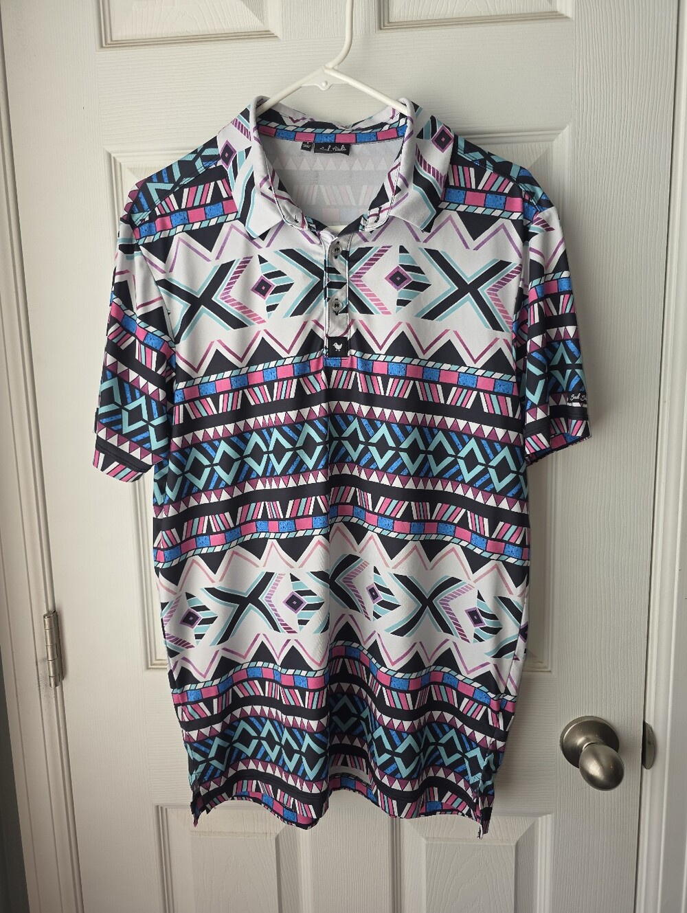 Mens Bad Birdie Short Sleeve Collared Button-up Golf Polo All Over Print SZS